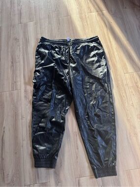 Women’s  Black Faux Leather Jogger Pants